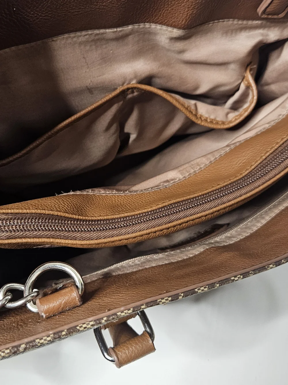 Nine West Brown Patterned Satchel Handbag